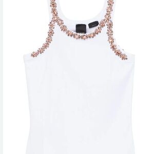 ISO Pinko White Tank Top with Pink Crystal Embellishments